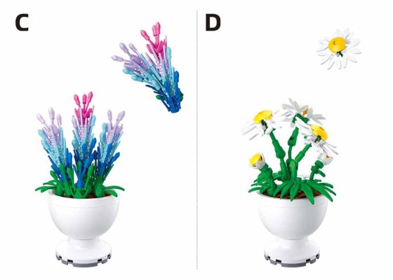 Sluban Flowers M38-B1077 Fleurs de printemps petit Présentoir de 6 pièces