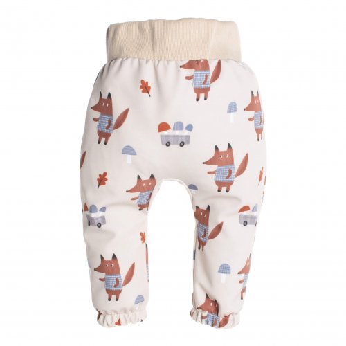 Pantaloni softshell pentru copii cu membrană Monkey Mum® -  Vulpi și ciuperci