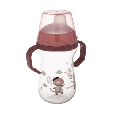 CANPOL BABIES Kubek silikonowy do picia FirstCup Bonjour Paris 250ml różowy