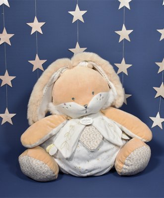 Doudou Iepuraș Alb cu spațiu pentru depozitarea pijamalei 38 cm
