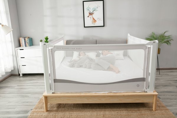 Zábrana na postel Monkey Mum® Premium - 160 cm - světle šedá