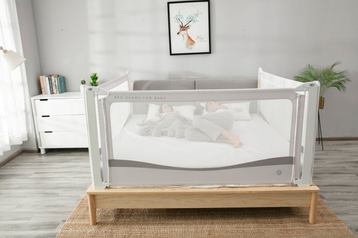 Zábrana na posteľ Monkey Mum® Premium - 140 cm - svetlo šedá