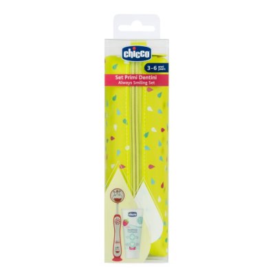 CHICCO Toothbrush and toothpaste set in a case - Hippo, 3yrs+