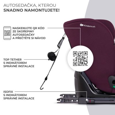 KINDERKRAFT Bilbarnstol Oneto3 i-Size 76-150cm + Isofix Cherry Pearl