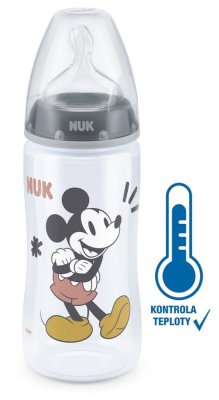 NUK FC+ Mickey Trinkflasche mit Temperaturkontrolle, 300 ml – Grau