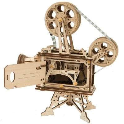 RoboTime Rompecabezas mecánico de madera 3D Proyector de película