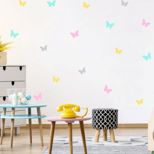 Vinilos para habitaciones - Juguetonas mariposas de colores