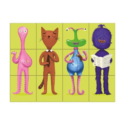 Dino Drewniane klocki Potworki 12 szt.