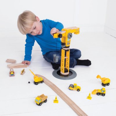 Bigjigs Rail Kran und Baumaschinen