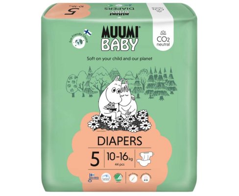 MUUMI Baby 5 Maxi+ 10–16 kg (44 ks), eko pleny