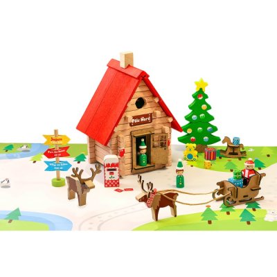 Jeujura Wooden Building Kit 90 Pieces Christmas Cottage