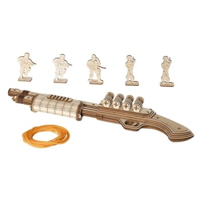 RoboTime 3D Drewniane Mechaniczne Puzzle Składanka Strzelba Terminator