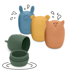 PETITE&MARS Jouets de bain en silicone AMIGOS 4 pièces 6m+