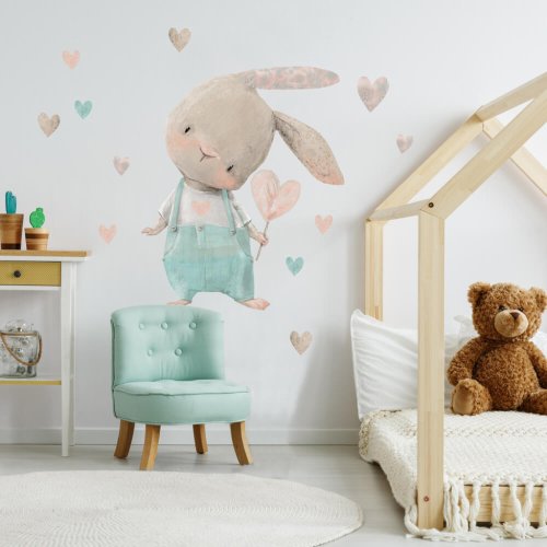 Adesivi murali per bambini - Coniglietto con cuore N.2.