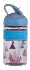 NUBY Sports bottle 2 in 1 with hard folding straw, 360 ml, blue, 3+