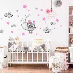 Vinilos para habitación infantil - Búho rosa y gris