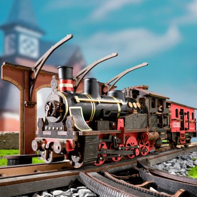 RoboTime 3D houten modelbouwpakket Vintage stoomlocomotief