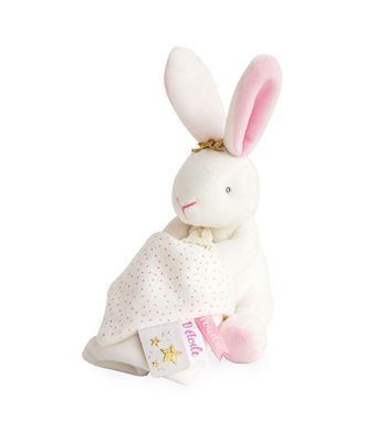 Doudou Zestaw prezentowy - Pluszowy króliczek z przytulanką 10 cm różowy