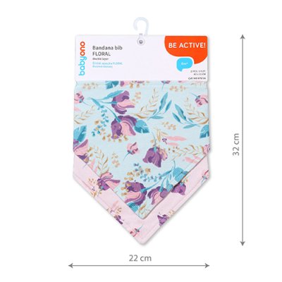 BABYONO Bavetă din bumbac Floral 2buc, 0m+