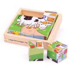Bigjigs Toys Slikovne kocke kubusi Živalice 9 kock