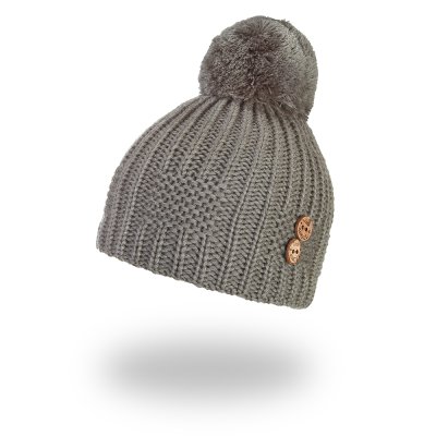 Gorro de punto con pompón, botones Outlast ® - caqui