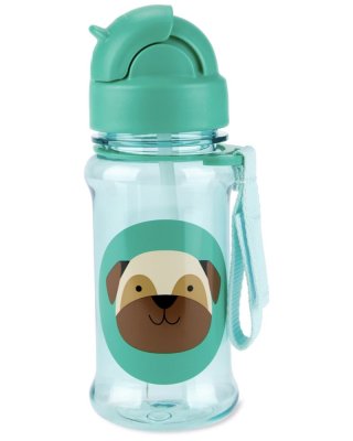 SKIP HOP Zoo Tritan Trinkflasche mit Strohhalm 355ml Mops 12m+