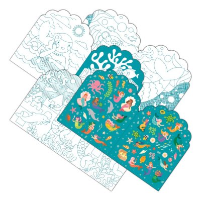 Petit Collage Libro para colorear con pegatinas - Sirenas