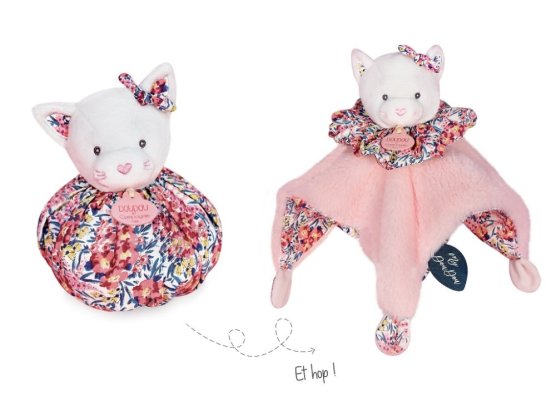 Snuttefilt Doudou katt rosa 3 i 1