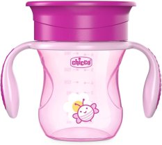 Kubek CHICCO Perfect 360 z uchwytami 200 ml różowy 12m+