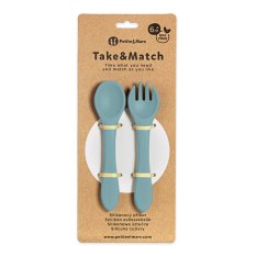 PETITE&MARS Príbor silikónový Take&Match Frosted Sky 6m+
