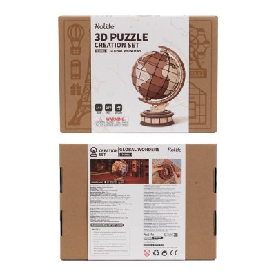 RoboTime 3D Holzpuzzle Globus und Wunder der Welt