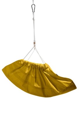 Viseča gugalna blazina gorčična HOJDAVAK MAXI s blazino, Črna vrv - notranja tkanina