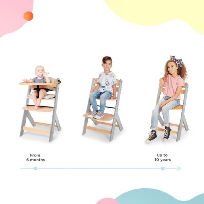 KINDERKRAFT Esszimmerstuhl Enock mit Polsterung Graues Holz, Premium