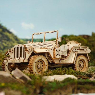 RoboTime 3D Drewniane puzzle model Wojskowy Jeep