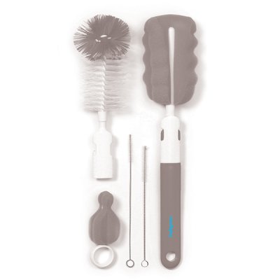 BABYONO Brosse de nettoyage avec manche remplaçable, gris