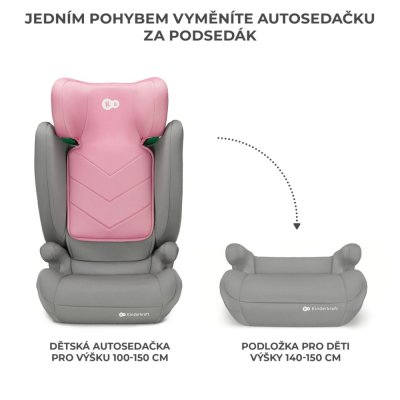 KINDERKRAFT Bilbarnstol i-Spark i-Size 100-150 cm Rosa