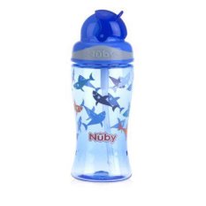 NUBY Netekoča skodelica z zložljivo slamico 360 ml modra