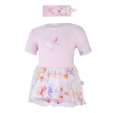 Body rochie subțire mânecă scurtă set Outlast® - roz baby/flori roz deschis