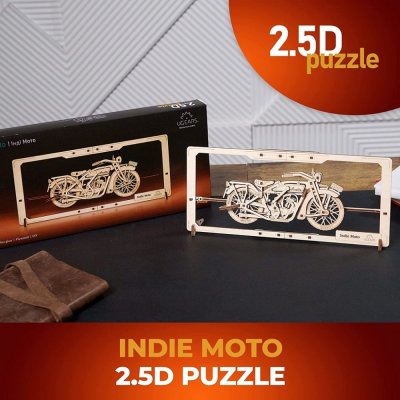Ugears 2,5D drewniane mechaniczne puzzle Indie Moto