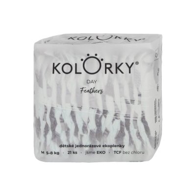 KOLORKY DAY Windeln Einweg Öko, Federn M (5-8 kg) 21 Stk