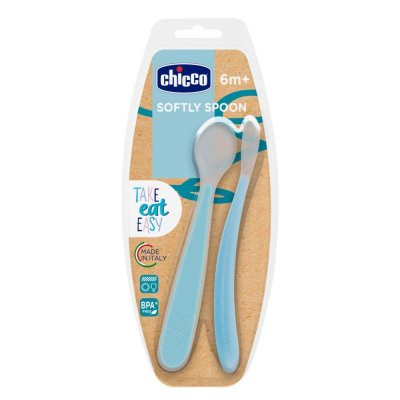 CHICCO Silikonlöffel 2 Stk. blau 6m+
