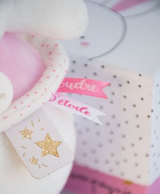 Doudou Dárková sada - Plyšový růžový králíček hrající melodii 14 cm