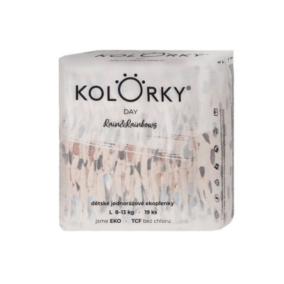KOLORKY DAY Windeln Einweg Öko, Regenbogen&Regenbogen L (8-13 kg) 19 Stk