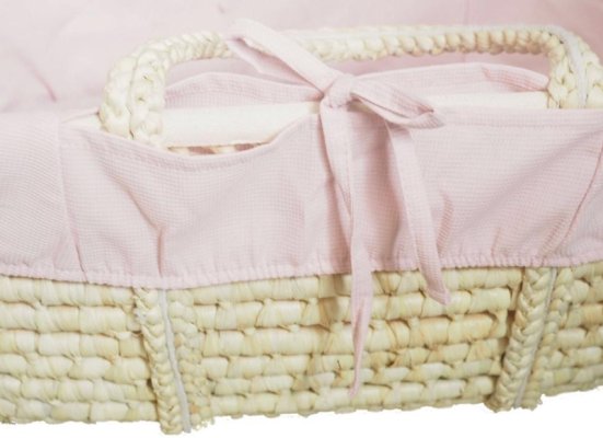 AHOJBABY Bezug für Moseskorb für Baby Rosa
