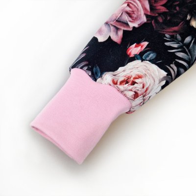 Vestido sweatshirt - flores pretas
