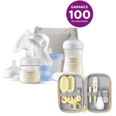 Pompă de sân Philips AVENT. manual lapte, set de pornire + set de îngrijire a copilului SCH400/52