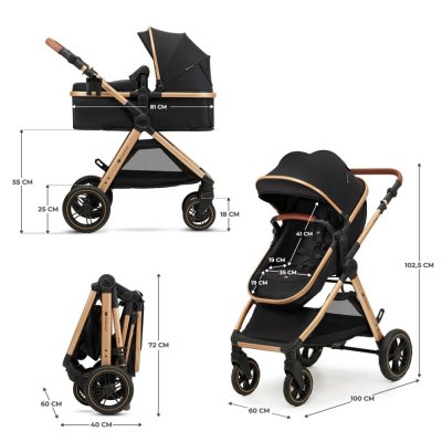 KINDERKRAFT Kombikinderwagen 3in1 Esme Pure Black