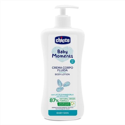 CHICCO Leche corporal con dosificador Baby Moments 500 ml + Champú Baby Moments 200 ml gratis