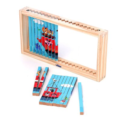 Vilac Puzzle 4D en bois Véhicules