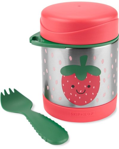 SKIP HOP Spark Style Thermos pour aliments avec cuillère/fourchette Fraise 325 ml, 3 ans+